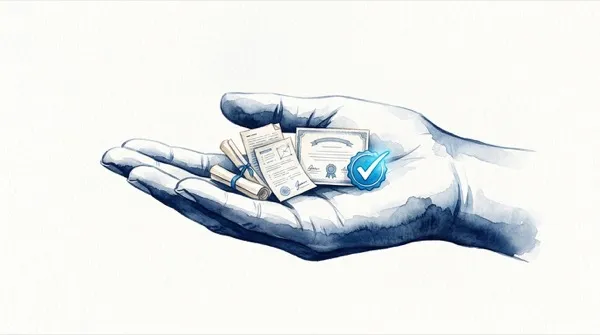 Full-Service Beratung — Aquarell in Blau und Gold