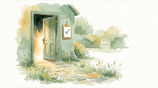 Einfaches Onboarding — Aquarell in Sage und Gold