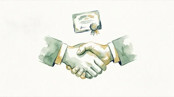 Langfristiger Support — Aquarell in Grün und Gold